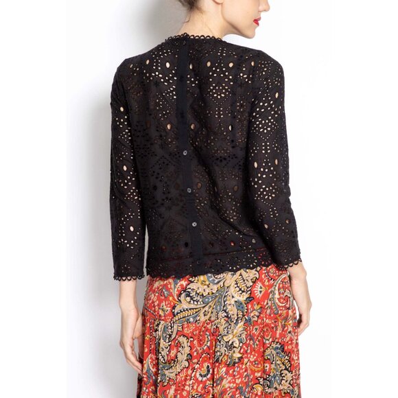 Vanessa Bruno Eyelet Lace Top in Black, size 34. Fits like a size XS - Picture 2 of 9